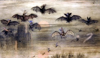 Een nachtelijke vlucht van vleermuizen en elfen door Richard Doyle