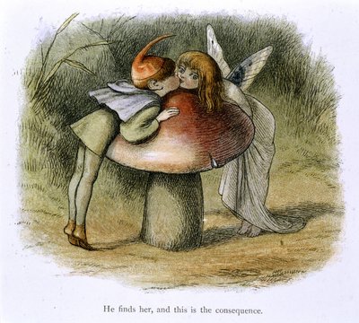 Een elf en een fee die kussen door Richard Doyle