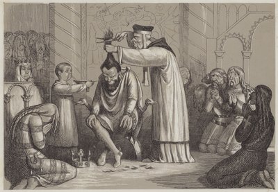 Barbaarse behandeling van Hendrik I door een Normandische bisschop door Richard Doyle