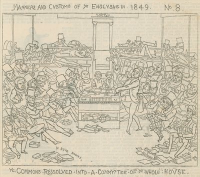 Manieren en gewoonten van de Engelsen in 1849: De Commons besloten tot een commissie van het hele huis door Richard Doyle