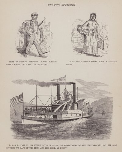 Pagina uit The American Tour of Messrs Brown, Jones and Robinson (gravure) door Richard Doyle