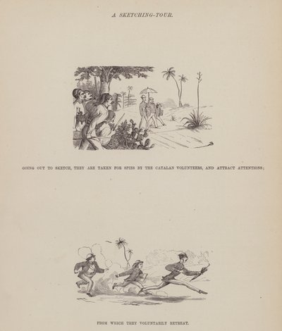 Pagina uit De Amerikaanse Tour van de heren Brown, Jones en Robinson (gravure) door Richard Doyle