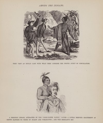Pagina uit De Amerikaanse tour van de heren Brown, Jones en Robinson (gravure) door Richard Doyle