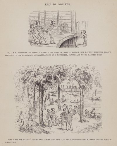 Pagina uit De Amerikaanse tour van de heren Brown, Jones en Robinson (gravure) door Richard Doyle