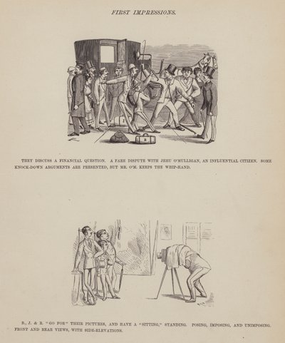 Pagina uit De Amerikaanse tour van de heren Brown, Jones en Robinson (gravure) door Richard Doyle