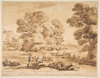 Landschap met herder en herderin, 1776 door Richard Earlom