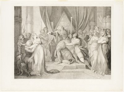 Lear verjaagt zijn dochter Cordelia door Richard Earlom