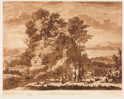 Liber Veritatis: Nr. 138, Een uitzicht op de zee, met Christus die op de berg predikt..., 1776 door Richard Earlom