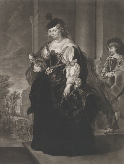 Portret van Helena Fourment, met een jonge page achter haar door Richard Earlom