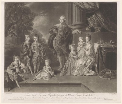 Portret van George III, koning van het Verenigd Koninkrijk, en zijn gezin door Richard Earlom