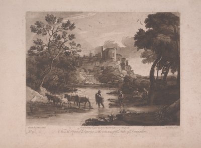 Uitzicht op Tivoli bij Zonsondergang, gepubliceerd 1775 door Richard Earlom
