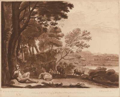 Landschap nr. 15 uit "Liber Veritatis" door Richard Earlom after Claude Lorrain