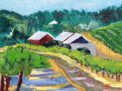 Wijngaard en weg, 2019 door Richard Fox