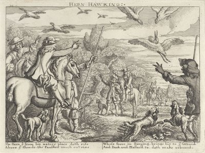 Valkenjacht op reigers en eenden door Richard Gaywood (possibly)