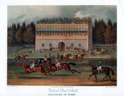 Goodwood Grand Stand, voorbereidingen voor de start, 1836 door Richard Gibson Reeve