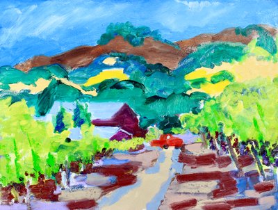 Rode Vrachtwagen in een Wijngaard, Californië, 2021 door Richard H. Fox