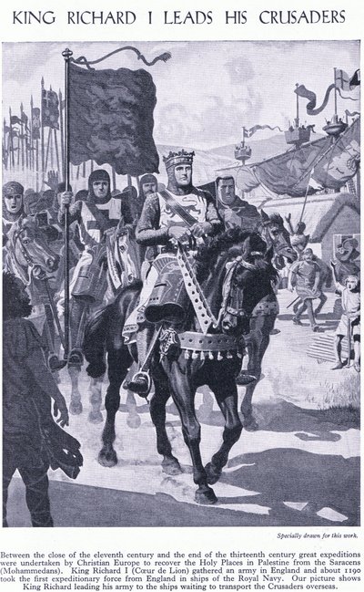 Koning Richard I leidt zijn kruisvaarders, c.1950 door Richard Henry Brock
