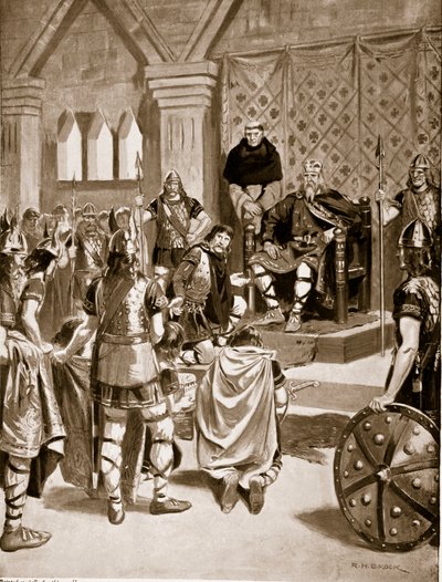 Trofeeën van Karel de Grote gepresenteerd aan Offa van Mercia, illustratie uit 