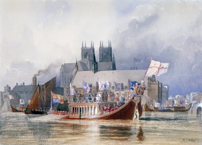 Aankomst van de Lord Mayor in Westminster door Richard Henry Nibbs