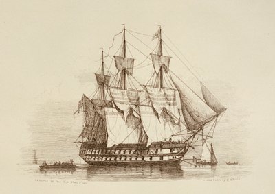 Canopus 80 kanonnen Eerste klas 2e rang, c.1849 door Richard Henry Nibbs