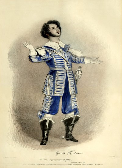 I Puritani met Giovanni Rubini als Arturo (creëerde de rol) uit de eerste productie in Parijs, Théâtre-Italien door Richard James Lane