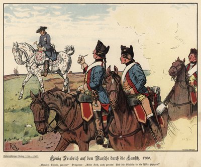 Frederik de Grote van Pruisen op mars door Lausitz door Richard Knoetel