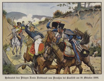 Heroïsche dood van Prins Louis Ferdinand van Pruisen in de Slag bij Saalfeld door Richard Knotel