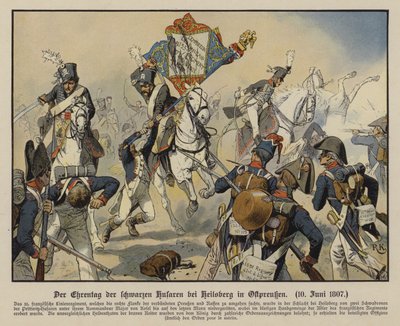 De aanval van de Zwarte Huzaren bij de Slag om Heilsberg, Oost-Pruisen door Richard Knotel