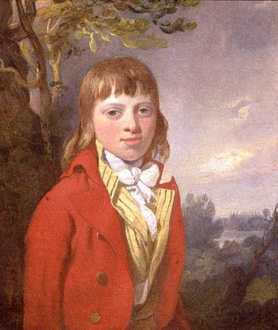 Afscheidingsportret van John Vernon van Wherstead Hall, met de kapel van Eton College op de achtergrond door Richard Livesay