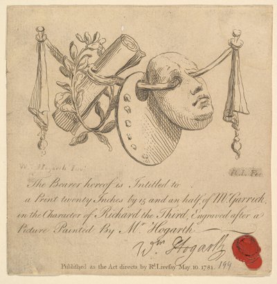 Masker en palet, 1781 door Richard Livesay