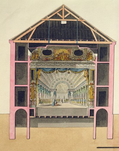 Plan voor de theaterzaal in Le Petit Trianon, 1786 door Richard Mique