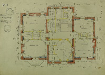 William Borden Residence, Chicago, Illinois, Plan tweede verdieping door Richard Morris Hunt