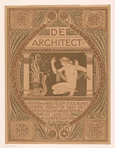Omslagontwerp voor: De Architect, 1911 door Richard Nicolaüs Roland Holst (signed by artist)
