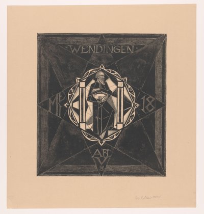 Omslagontwerp voor: Wendingen, 1918 door Richard Nicolaüs Roland Holst (signed by artist)
