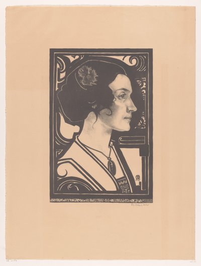 Portret van een onbekende vrouw door Richard Nicolaüs Roland Holst (signed by artist)