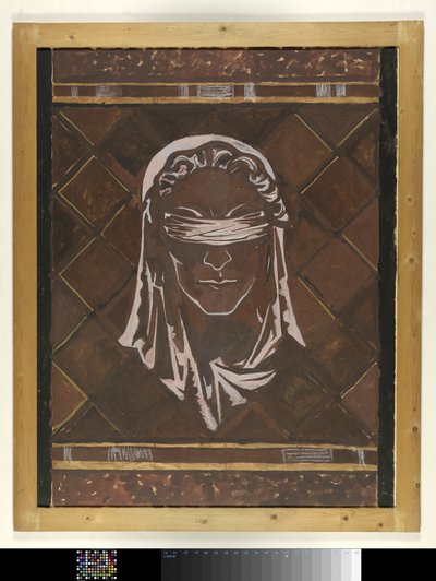 Kop van de geblinddoekte Justitia door Richard Nicolaüs Roland Holst