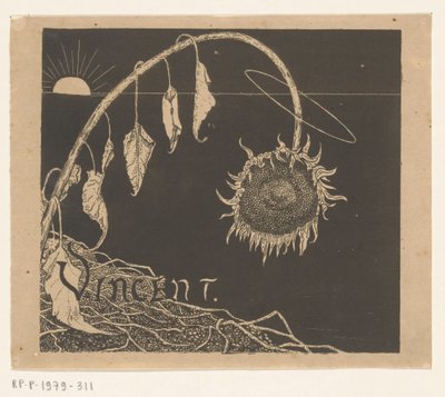 Omslagontwerp voor: Richard Roland Holst, Tentoonstelling der nagelaten werken van Vincent Van Gogh, 1892 door Richard Nicolaüs Roland Holst