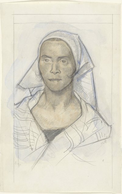 Portret van een vrouw met hoofddoek door Richard Nicolaüs Roland Holst
