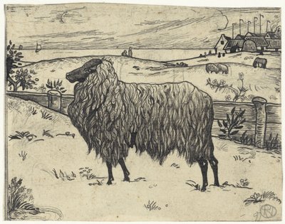 Schaap in een kustlandschap door Richard Nicolaüs Roland Holst