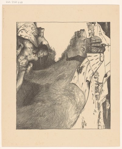 Tsaar Nicolaas II van Rusland op de Russische beer door Richard Nicolaüs Roland Holst
