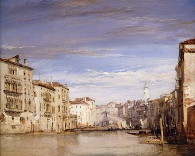 Een uitzicht op het Canal Grande Venetië, vanaf het Palazzo Bernardo richting de Rialtobrug door Richard Parkes Bonington