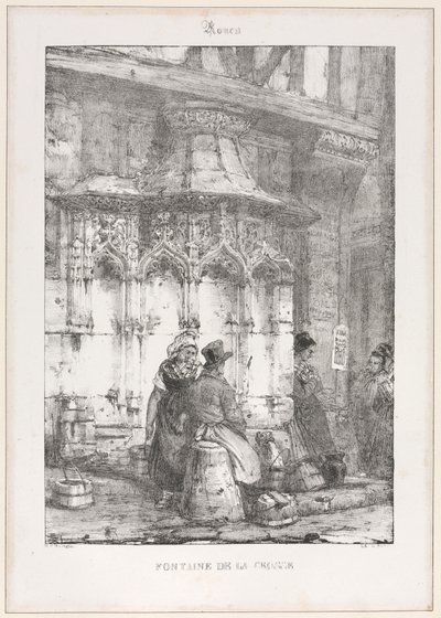 Architectonische Overblijfselen en Fragmenten: Rouen - Fontaine de la Crosse door Richard Parkes Bonington