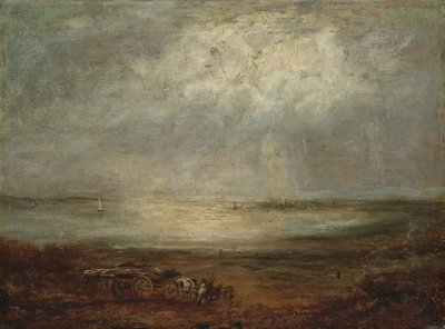 Strandscène met kar en paard, 1825 door Richard Parkes Bonington