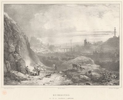 Edinburgh gezien vanaf de kapel S. Antoine door Richard Parkes Bonington