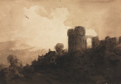 Landschap met kasteelruïne door Richard Parkes Bonington