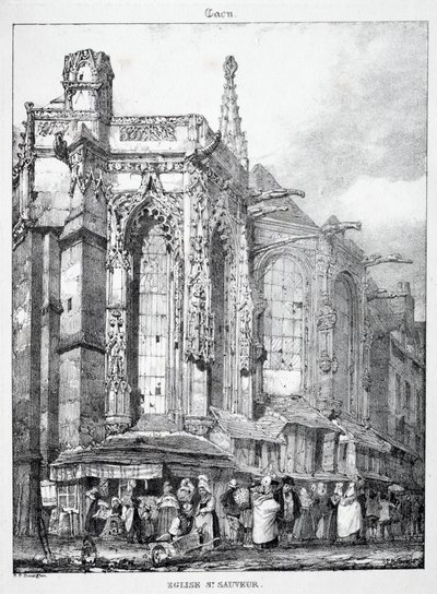 Resten en Fragmenten van Architectuur uit de Middeleeuwen: Église St. Sauveur, Caën door Richard Parkes Bonington