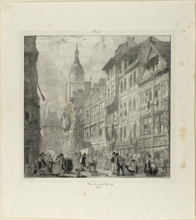 Rue du Gros Horloge door Richard Parkes Bonington