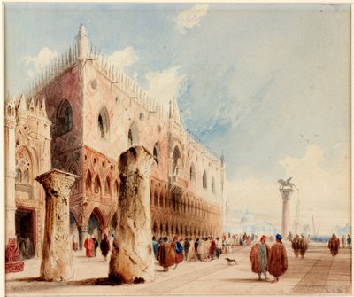Scène in Venetië (Dogenpaleis) door Richard Parkes Bonington