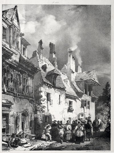 Straat in de Buitenwijken van Besançon, Frankrijk door Richard Parkes Bonington