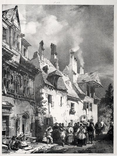 Straat in de Buitenwijken van Besançon, Frankrijk door Richard Parkes Bonington